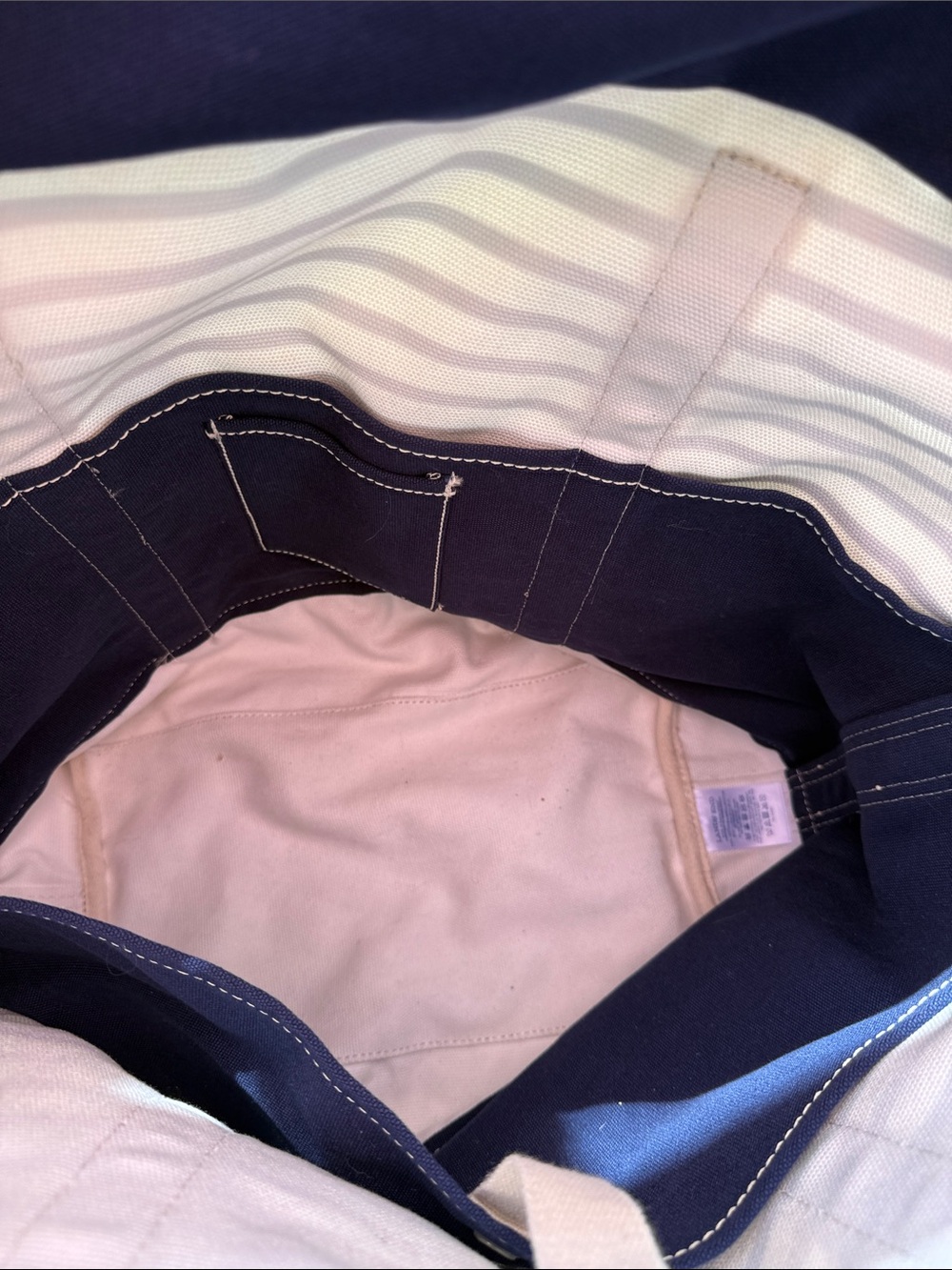 Lands' End Navy and White Striped Canvas Tote - Picture 6 of 10